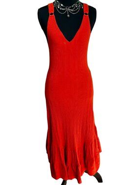 Free People Vibrant Red Backless Dress